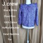 J.crew Blue & White Floral Print 100% Cotton Ruffled Detail Top Size PXS