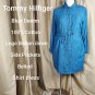 Tommy Hilfiger Blue Denim Cotton Side Pockets Logo Button Down Belted Shirt...
