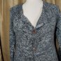 White Rice Wool Blend Gray / White/ Black V Neckline Cardigan Size XL