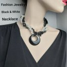 Fashion Jewelry Black And White Statement Necklace