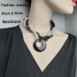 Fashion Jewelry Black And White Statement Necklace