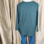 New Terra & Sky Green Dark Aloe Spandex Blend Ribbed Long Sleeves Sweet Heart...