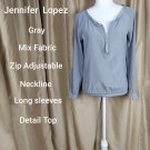 Jennifer Lopez Gray Mix Fabric Zip Adjustable Neckline Detail Top Size XS