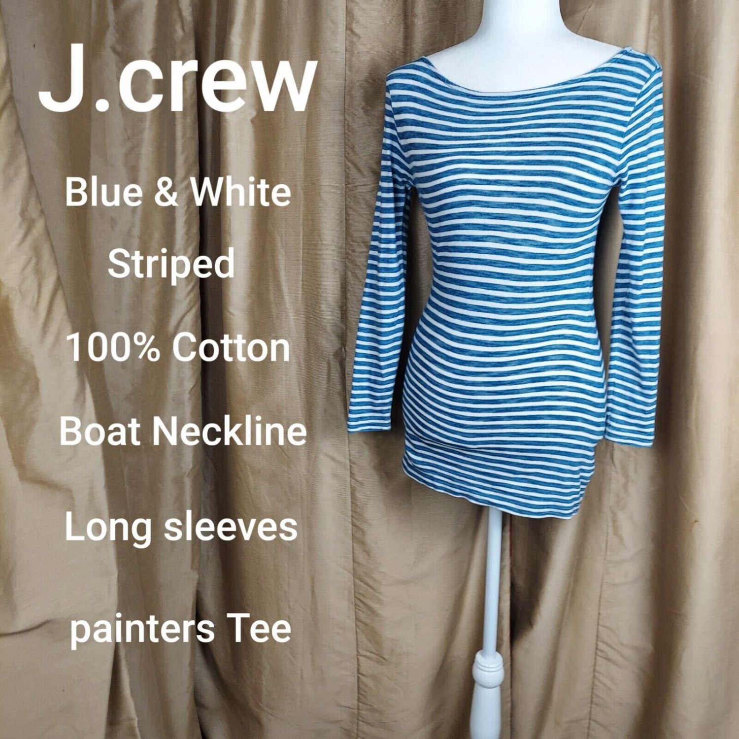 J.crew Blue & White Striped Cotton Long Sleeves Painter Tee Size XXS