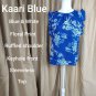 KAARI blue Blue Floral Print Ruffled Detail Sleeveless Top Size M
