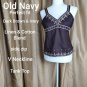 Old Navy Perfect Fit Brown & Ivory Linen Blend Side Zip Top Size S