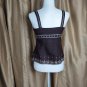 Old Navy Perfect Fit Brown & Ivory  Linen Blend Side Zip Top Size S