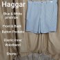 Haggar Blue & White Pinstripe Expandable Waistband Shorts Waist 40