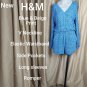 New H&M Blue And Beige Print Pocket Romper Size 6