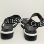 Guess Black & White Logo Hook And Loop Sandals Size 8M