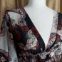 Sushi Flower Red & Black Pasliey Print Detail Blouse Size S