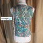 Tegna Blue Paisley Print 100% Zip Neck Top Size S.