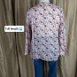 Talbots Pink With Blue Floral Print Cotton Ruffled Button Neck Long Sleeves...