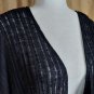 New Directions. Black Striped Open Knit  Buttonless Tassel Hem Kimono Size 2X
