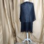 New Directions. Black Striped Open Knit  Buttonless Tassel Hem Kimono Size 2X