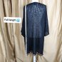 New Directions. Black Striped Open Knit  Buttonless Tassel Hem Kimono Size 2X