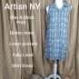 Artisan Ny Gray & Black Print Lower Pockets Button Down Dress Size 8