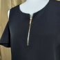 Clavin Klein Black Logo Zip Neckline Cold Shoulder Top Size  M