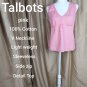 Talbots Pink Cotten Side Zip Tank Top Size M