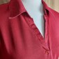 Ann Taylor LOFT Red Cotton Button V Neckline Pullover Top Size L