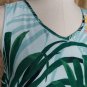 One World Blueish Green Paradise Print V Neckline Pointed Hem Dress Size L