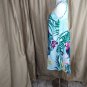 One World Blueish Green Paradise Print V Neckline Pointed Hem Dress Size L