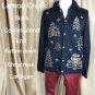 Lemon Grass Black Knit Christmas Jeweled Button Down Cardigan Size XL