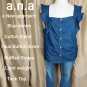 N.W.T a.n.a Blue Denim Style Ruffled Sleeves Button Down Top Size 3X