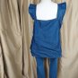 N.W.T a.n.a Blue Denim Style Ruffled Sleeves Button Down Top Size 3X
