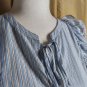 Loft Blue & White Striped Cotton Ruffled Detail Top Size S