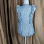 Loft Blue & White Striped Cotton Ruffled Detail Top Size S