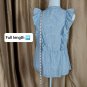 Loft Blue & White Striped Cotton Ruffled Detail Top Size S
