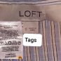 Loft Blue & White Striped Cotton Ruffled Detail Top Size S