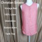 Christian Siriano Vintage Red 100% Linen Button Down Top Size S