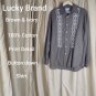Lucky Brand Brand & Ivory Detail 100% Cotton Button Down Shirt Size L
