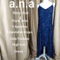 a.n.a Navy Blue Floral Print Pockets High Low Dress Size M