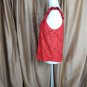 Monteau Los Angeles Red Floral Overlay V Neckline Ruffled Straps Tank Top Size L