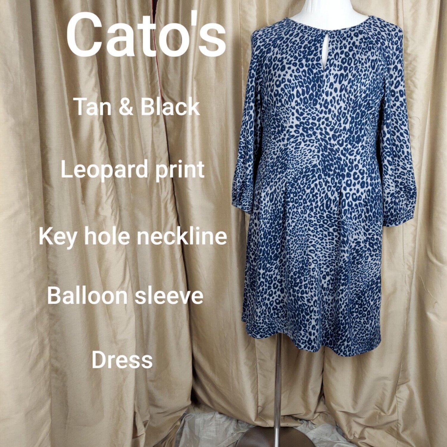 Cato Tan & Black Leopard Print Detail Dress Size 18/20W