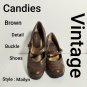Candies Vintage Brown Detail Side Button Heels Size 9M