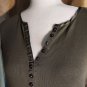 Dress Barn Olive Green V Button Neckline 100% Cotton Top Size M