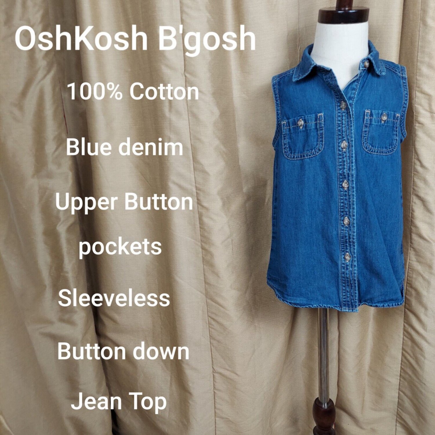 OshKosh B'gosh Blue Cotton Button Down Denim Shirt Size 6
