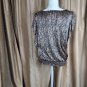 New John Paul Richard Gold & Black Print Ruffled Detail Top Size M