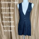 Coldwater Creek dark gray sleeveless button down V neckline cardigan size XS