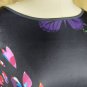 Black Butterfly Print Scoop Neckline Elastic Hem Lightweight Fashion Dress Size