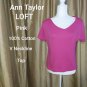 Ann Taylor LOFT Pink 100% Cotton V Neckline Top Size L