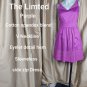 The Limted Purple Cotton Spandex V Neckline Eyelet Detail Hem Side Zip Dress...