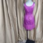 The Limted Purple Cotton Spandex V Neckline Eyelet Detail Hem Side Zip Dress...