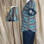 Cato Est.1946 Brown & Blue Print Sheer Detail Blouse Size 14/16W