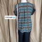 Cato Est.1946 Brown & Blue Print Sheer Detail Blouse Size 14/16W