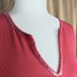 Talbots Pink Ribbed Pima Cotton Sparkle Detail V Neckline Top Size M